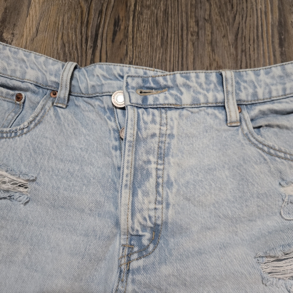 Aeropostale Blue Jean Shorts Distressed High-Waisted, Mom Short, Size 12 - Picture 4 of 16